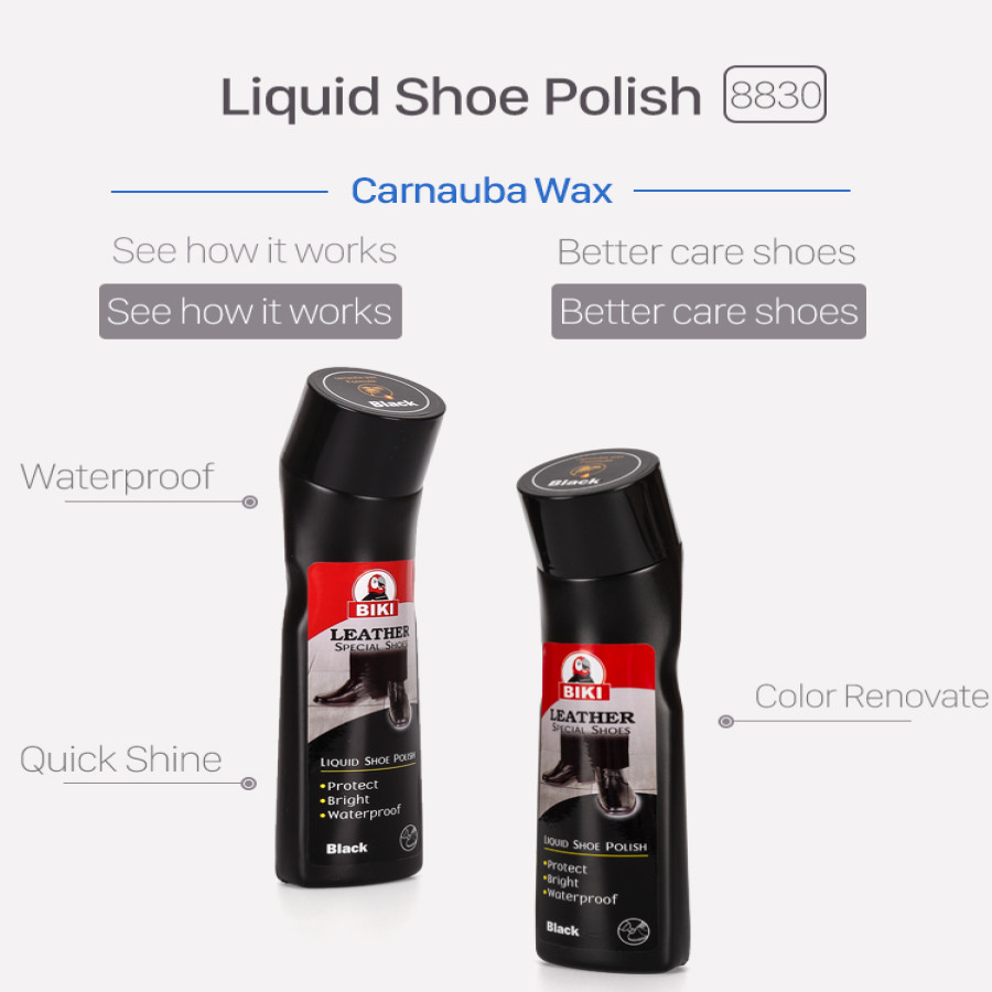 BIKI Leather Special Liquid Shoe Polish Black - 75ML - Image 4
